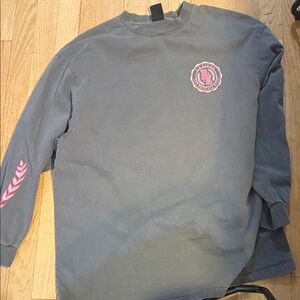 P.E Nation Gray Long Sleeve Tee with Pink Accents